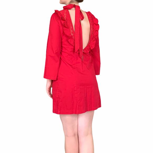 NEW Free People Red Long Sleeve Boho Mini Dress Small - Picture 3 of 13